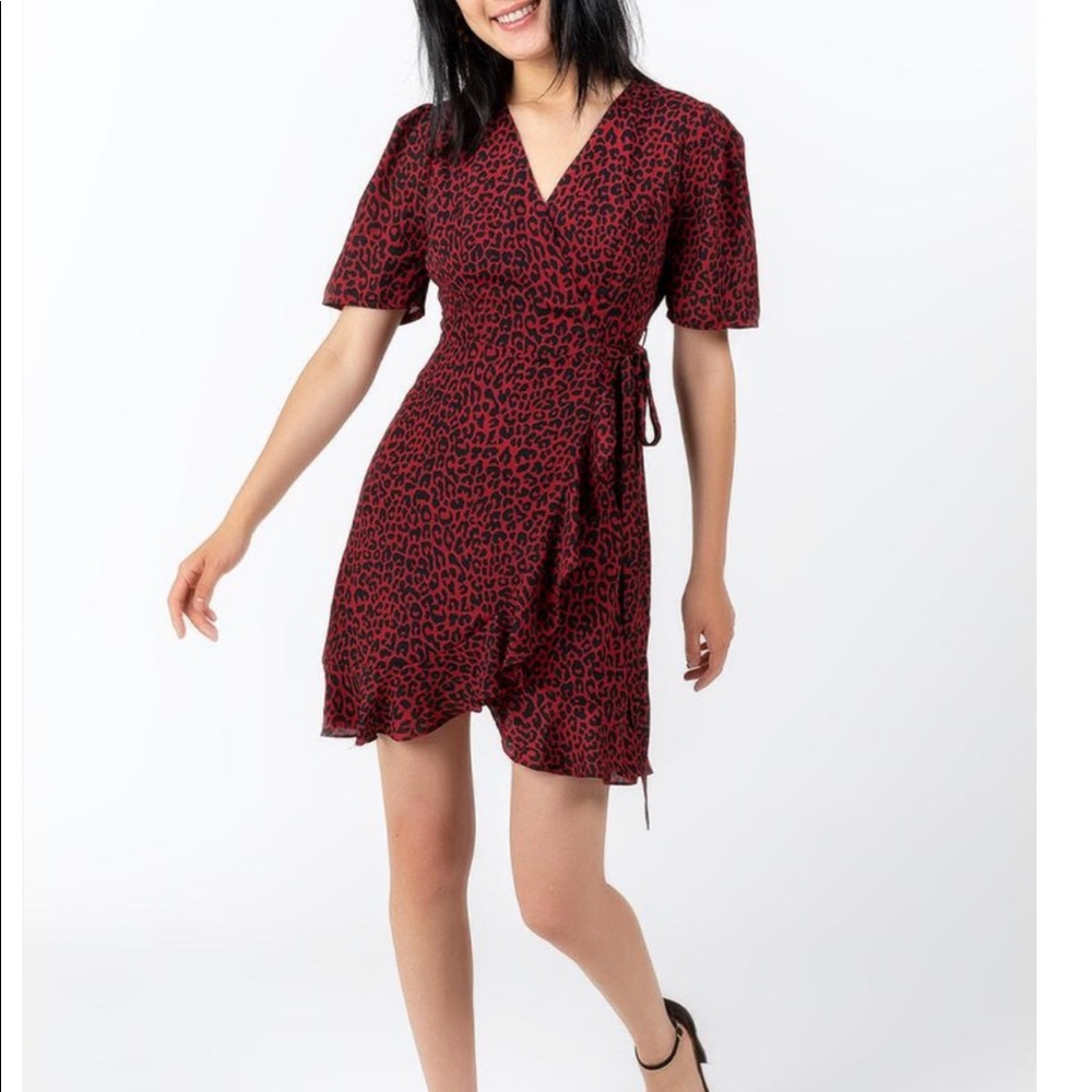 Francescas red and black cheetah wrap dress